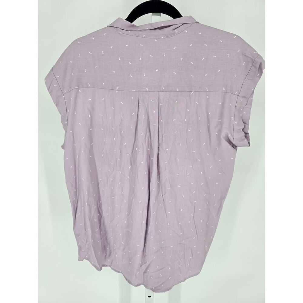 Jachs Girlfriend Womens Sz M Short Sleeve Button Up Top Light Purple NEW - Picture 4 of 4